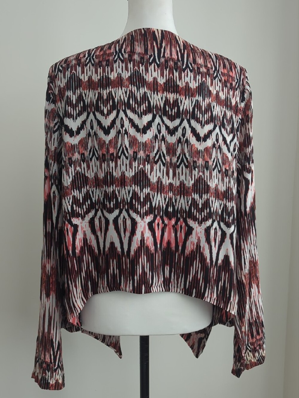 Kardashian Kollection Ikat Chevron Coral Open-Front Draped Blazer Jacket LARGE - Picture 7 of 11